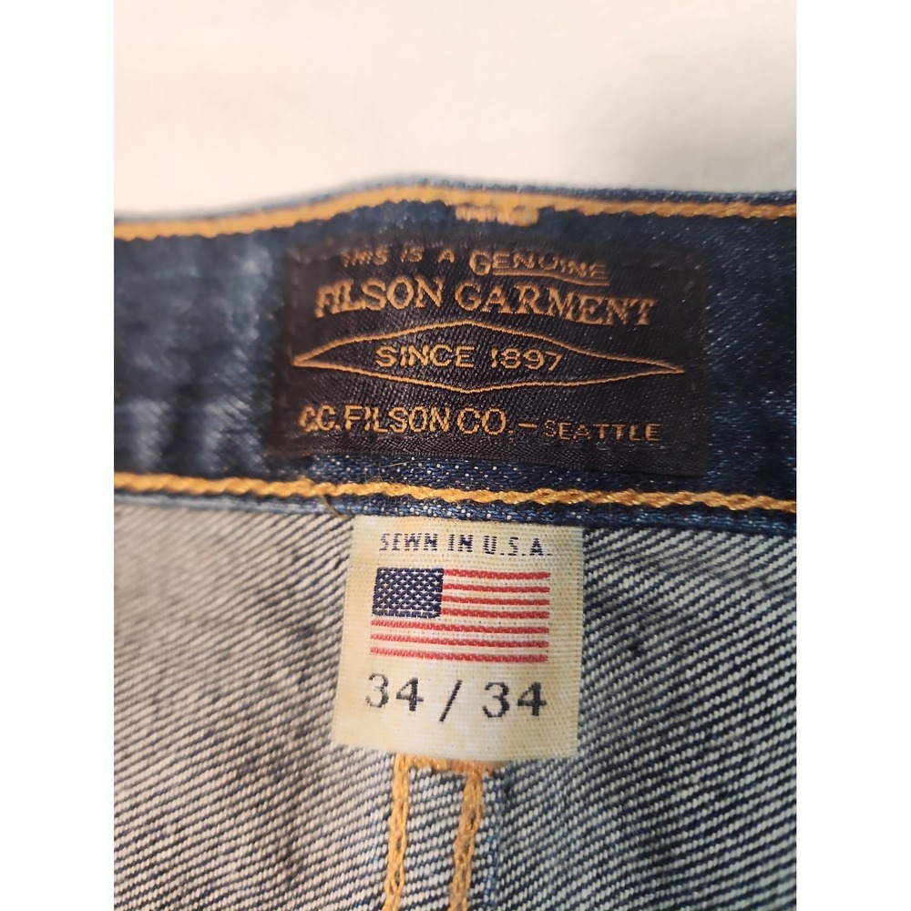 Filson Mens Rail Splitter Jeans 34x34 Straight Leg Made In USA Denim 20172097 - Picture 5 of 15